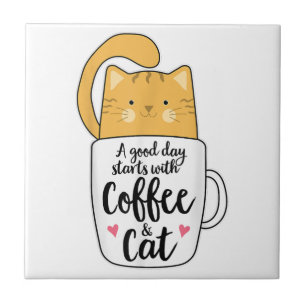 Funny Orange Cat Coffee Mug Cat Lover Tile