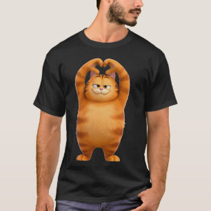 Funny Orange Cat Heart Paws Hands Sign Valentines T-Shirt