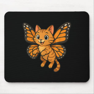 Funny Orange Cat Monarch Butterfly Mum Dad Kids Mouse Mat