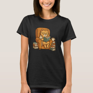 Funny Orange Cat Reading Book T-Shirt