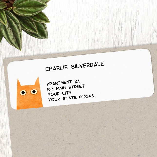 Funny Orange Cat Return Address (Funny orange ginger cat personalized return address label)