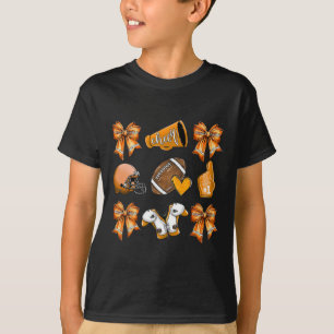 Funny Orange Cheer Coquette Football Mum Women Gir T-Shirt
