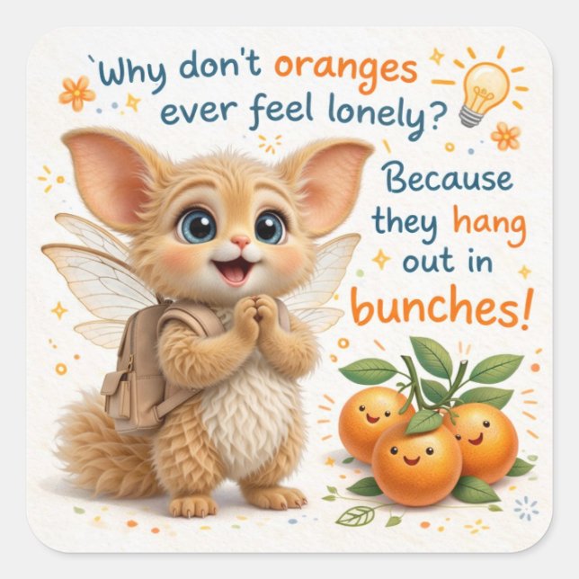 Funny Orange Dad Joke Square Sticker (Front)