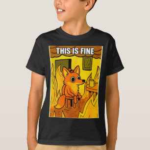 Funny Orange Fox This Is Fine Humor Meme Men Women T-Shirt
