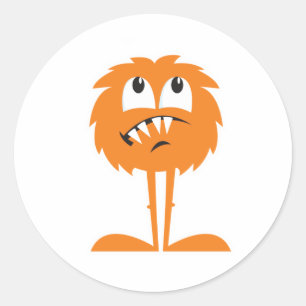 funny orange furry monster classic round sticker
