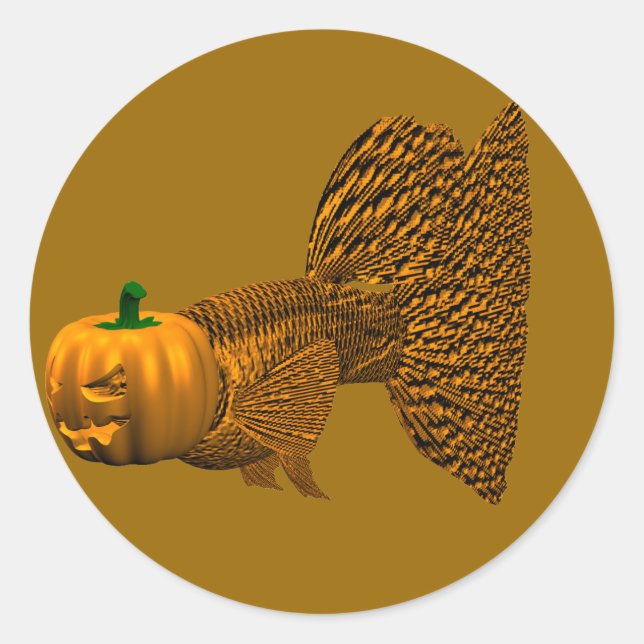 Funny Orange Guppy Classic Round Sticker (Front)