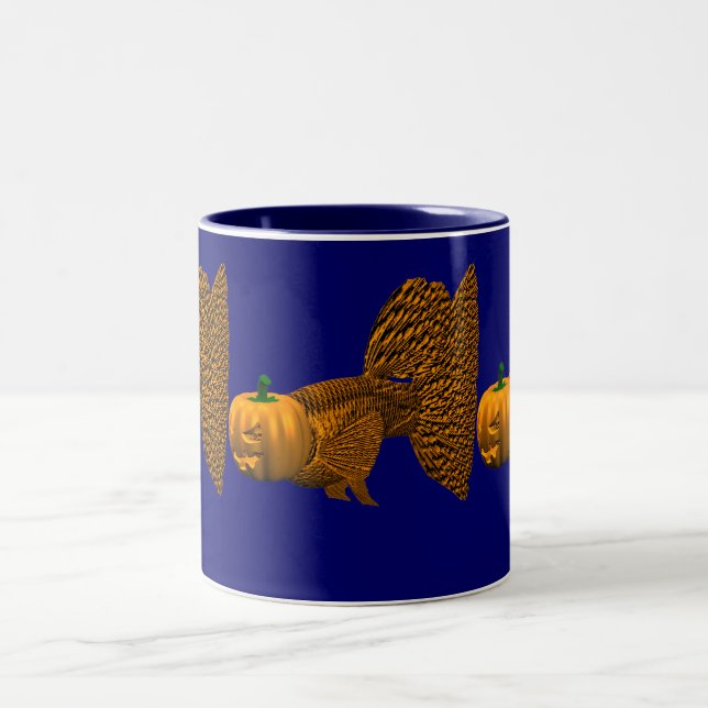 Funny Orange Guppy Two-Tone Coffee Mug (Center)
