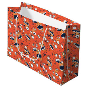 Funny Orange Monster Shouting Face Large Gift Bag