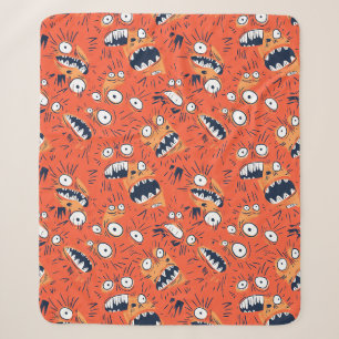 Funny Orange Monster Shouting Face Sherpa Blanket