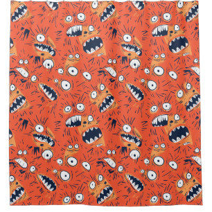 Funny Orange Monster Shouting Face Shower Curtain