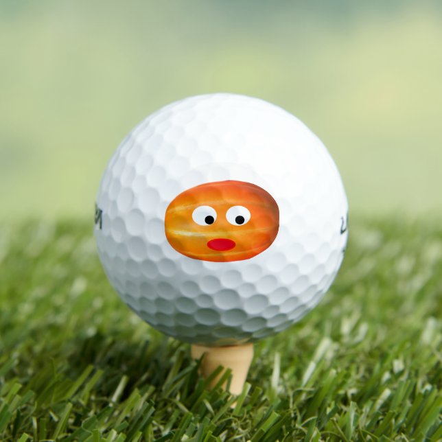 Funny Orange Pumpkin Face 4Tony Golf Balls (Insitu Tee)