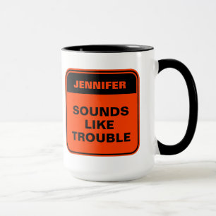 Funny orange sounds like trouble personalise mug