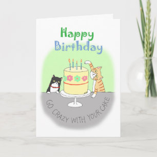 Funny Orange Tabby and Tuxedo Cat Birthday  Card