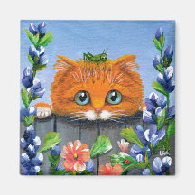 Funny Orange Tabby Cat Flowers Creationarts