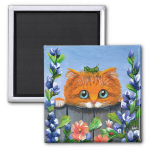 Funny Orange Tabby Cat Flowers Creationarts Magnet