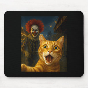 Funny Orange Tabby Cat Selfie Creepy Clown Soky Ca Mouse Mat