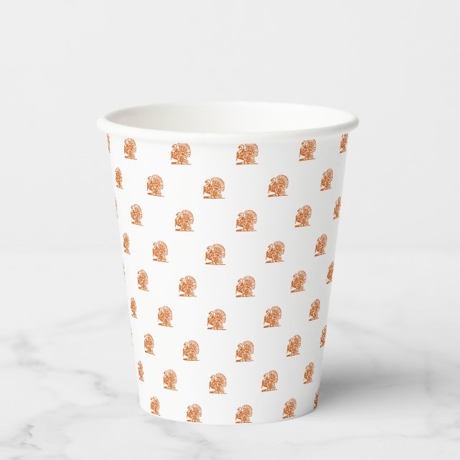 Funny orange turkey cute pattern Thanksgiving Paper Cups (Front)