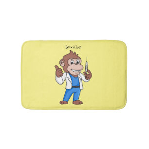 Funny orangutan ape cartoon doctor  bath mat