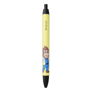 Funny orangutan ape cartoon doctor black ink pen