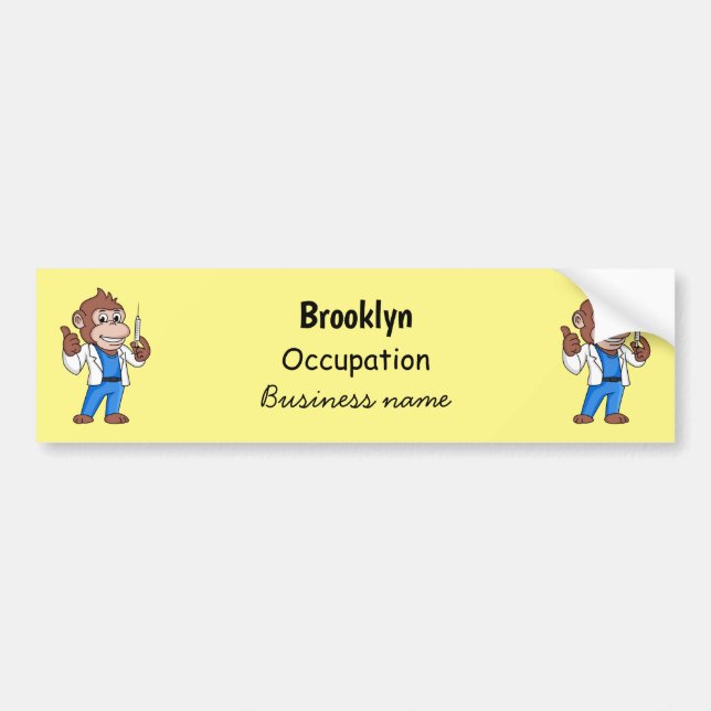 Funny orangutan ape cartoon doctor bumper sticker (Front)