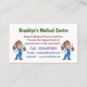 Funny orangutan ape cartoon doctor business card