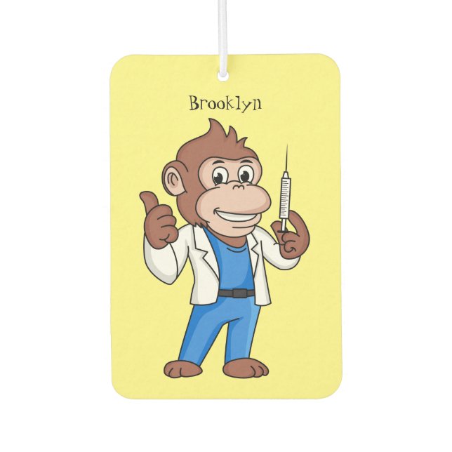 Funny orangutan ape cartoon doctor car air freshener (Front)