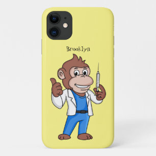 Funny orangutan ape cartoon doctor iPhone 11 case