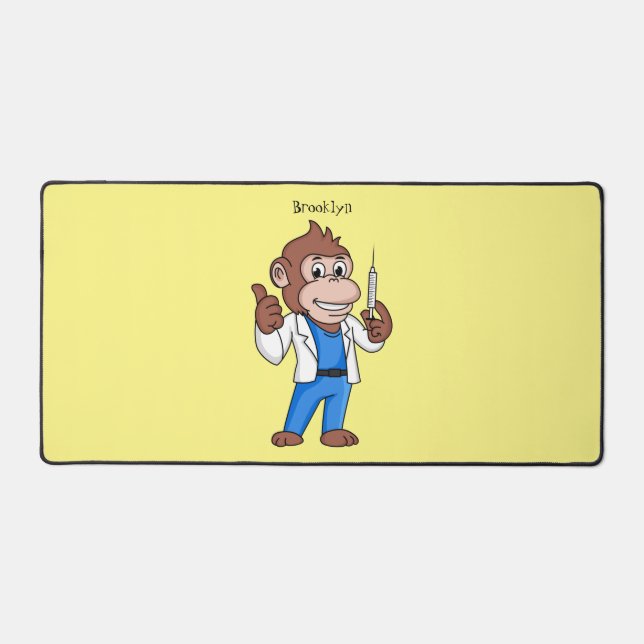 Funny orangutan ape cartoon doctor  desk mat (Front)