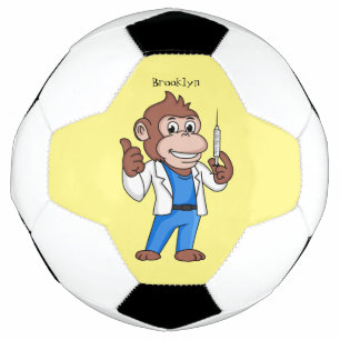 Funny orangutan ape cartoon doctor football