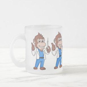 Funny orangutan ape cartoon doctor frosted glass coffee mug