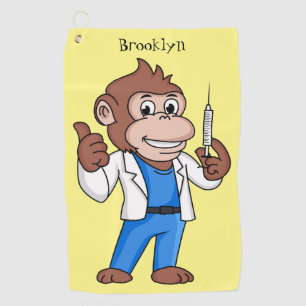 Funny orangutan ape cartoon doctor golf towel
