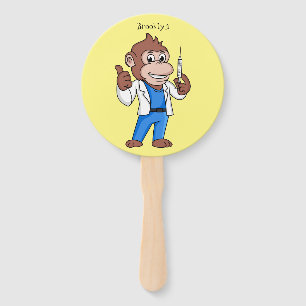Funny orangutan ape cartoon doctor hand fan