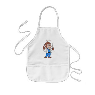 Funny orangutan ape cartoon doctor kids apron