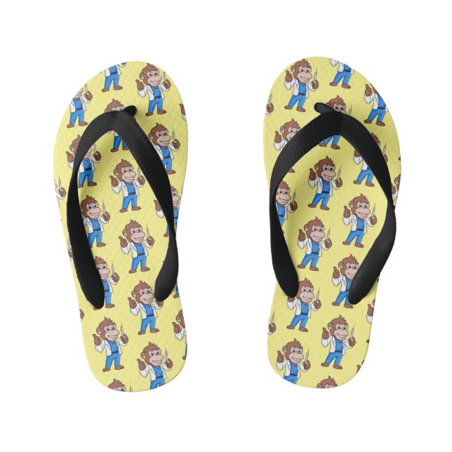Funny orangutan ape cartoon doctor kid's flip flops (Footbed)