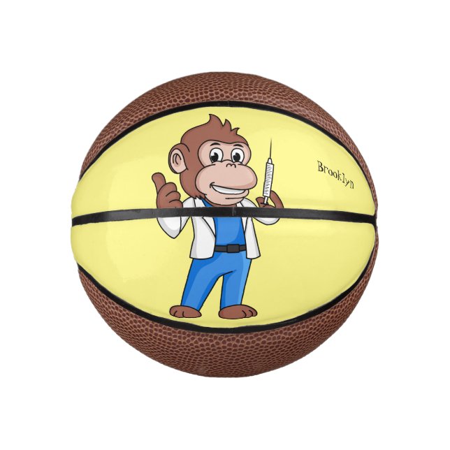 Funny orangutan ape cartoon doctor mini basketball (Front)