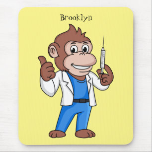 Funny orangutan ape cartoon doctor mouse mat