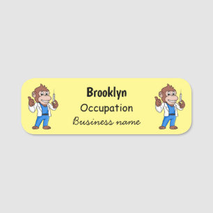Funny orangutan ape cartoon doctor name tag