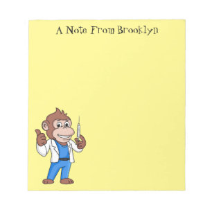 Funny orangutan ape cartoon doctor notepad