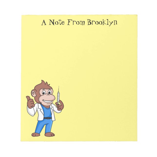 Funny orangutan ape cartoon doctor notepad (Front)