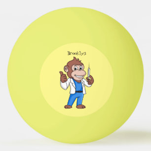 Funny orangutan ape cartoon doctor  ping pong ball