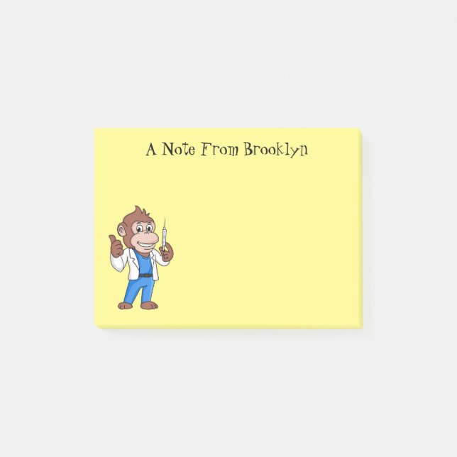 Funny orangutan ape cartoon doctor post-it notes (Front)