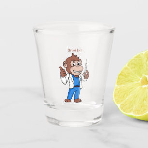 Funny orangutan ape cartoon doctor shot glass