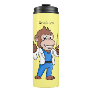 Funny orangutan ape cartoon doctor  thermal tumbler