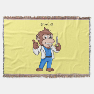 Funny orangutan ape cartoon doctor throw blanket
