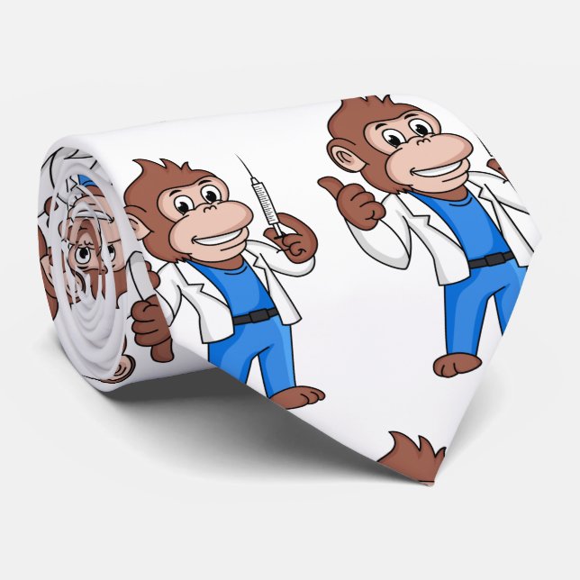 Funny orangutan ape cartoon doctor tie (Rolled)