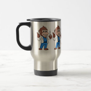 Funny orangutan ape cartoon doctor travel mug