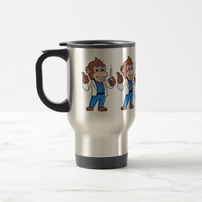 Funny orangutan ape cartoon doctor travel mug (Left)