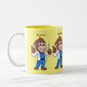Funny orangutan ape cartoon doctor Two-Tone coffee mug