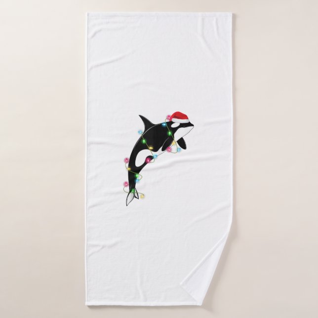Funny Orca Killer Whale Santa Hat Christmas Sea An Bath Towel (Bath Towel)