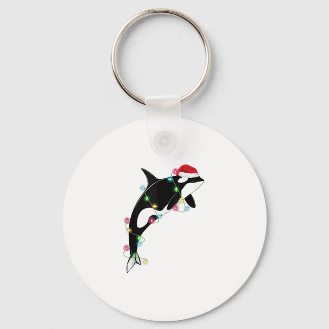 Funny Orca Killer Whale Santa Hat Christmas Sea An Key Ring (Front)